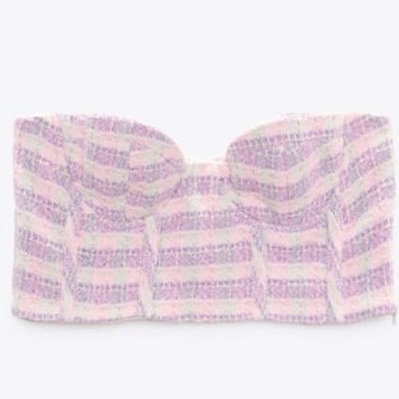 zara strapless TEXTURED CORSET TOP size medium new - Picture 4 of 6